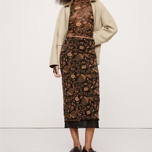 Banana Republic Black and Brown Floral Midi Skirt